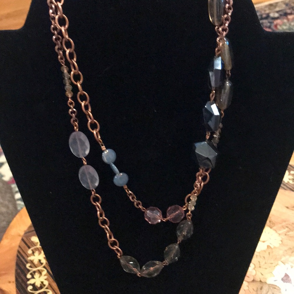 Lia Sophia Copper tone & gemstone necklace